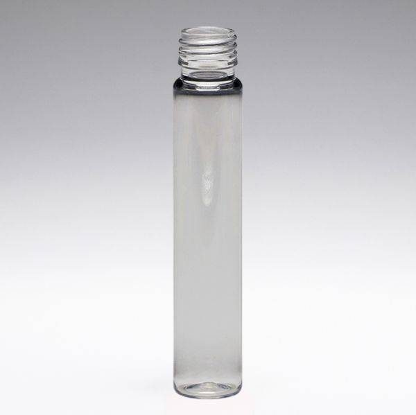 25 ml Mini-Zylinderflaschen aus PET, rund,  PP18,  glasklar