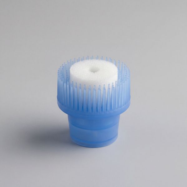 Schwammaufträger Aufsatz mit Kreuzschlitz und blauen Kunststoffbürsten