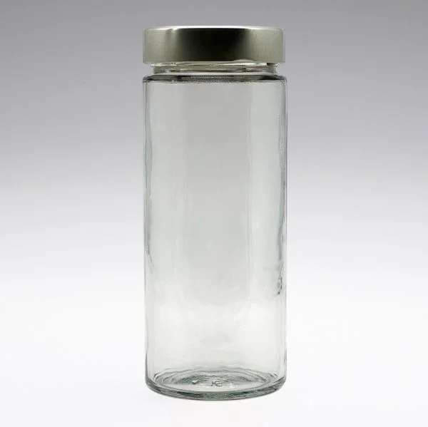 550 ml storage jars with aluminium screw-on lids, crystal clear
