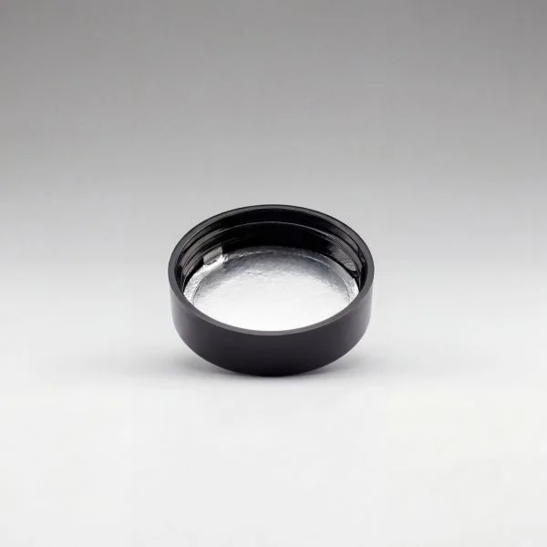 Tapón de rosca negro brillante con bolsa de sellado PE 38/400