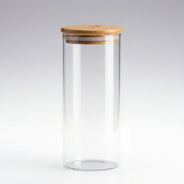 6er Set Vorratsgläser glasklar mit Bambusdeckel (Füllmenge pro Glas ca. 7 dl)