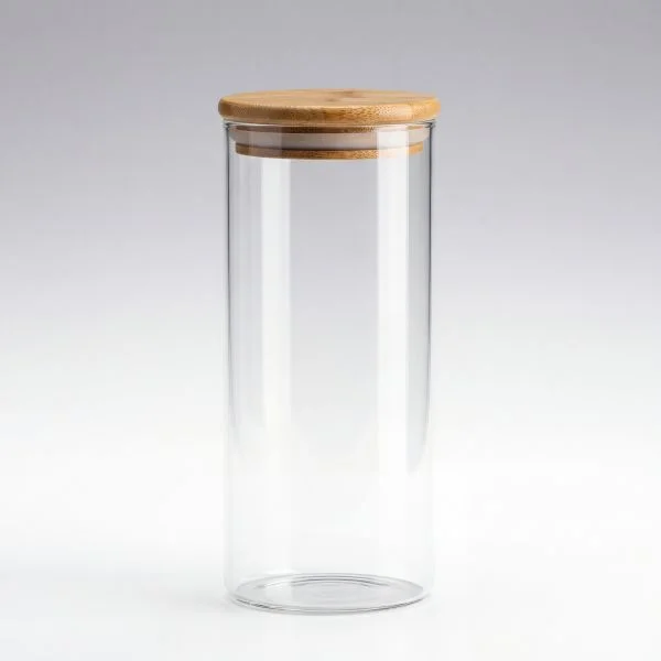 6er Set Vorratsgläser glasklar mit Bambusdeckel (Füllmenge pro Glas ca. 7 dl)