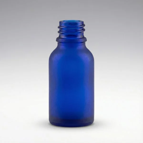 15 ml Bouteilles en verre bleu dépoli DIN18