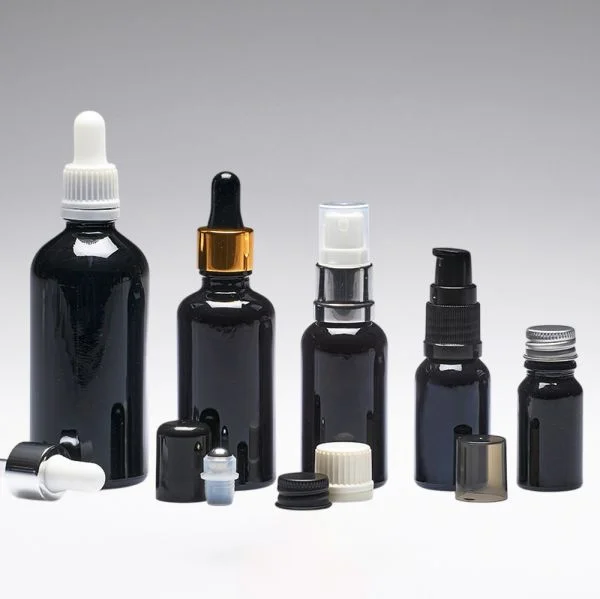 50 ml Glasflaschen schwarz DIN18