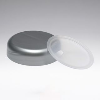 Schraubverschluss silber und transparenter Abdeckscheibe für 100 ml PP Dose
