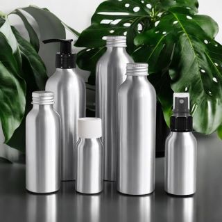 50 ml Aluminiumflaschen rund, farblos, lackiert, 24/410