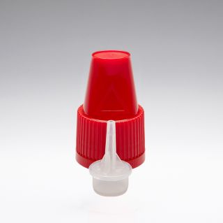 Kindersicherer Originalitätsverschluss rot mit Tropfer Ø 0,6mm