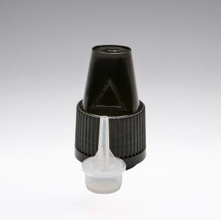 Kindersicherer Originalitätsverschluss schwarz mit Tropfer Ø 0,6mm